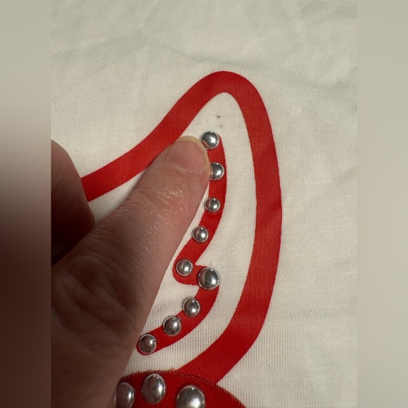 Vivienne Tam White Graphic Short Sleeve Tee Size Large Studded Embroidered Pig - Picture 11 of 11